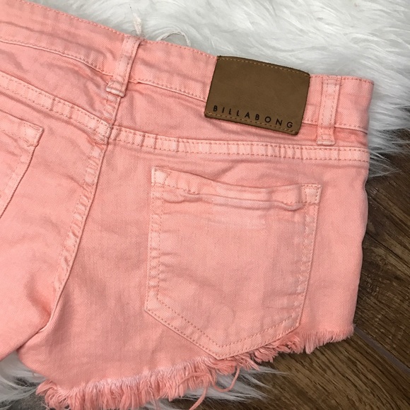Billabong • Peach Lace Up Distressed Denim Shorts - Picture 7 of 8
